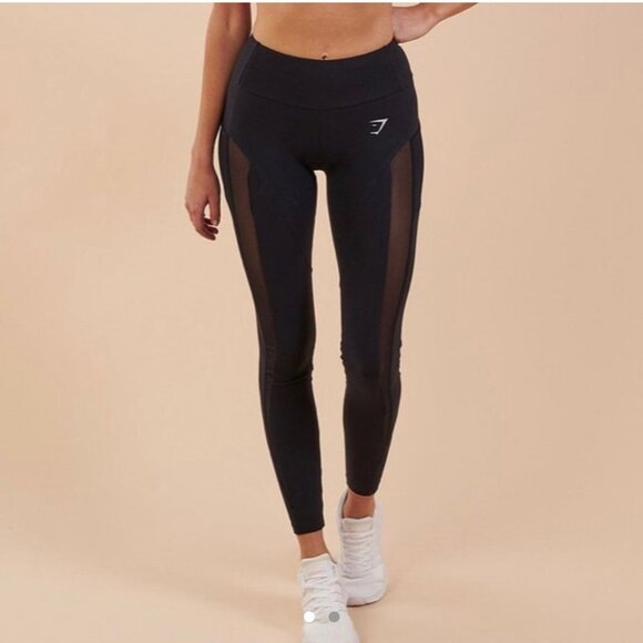 GYMSHARK Black Full Length Sleek Sculpture Mesh Sheer Panel Size XS - Picture 1 of 16